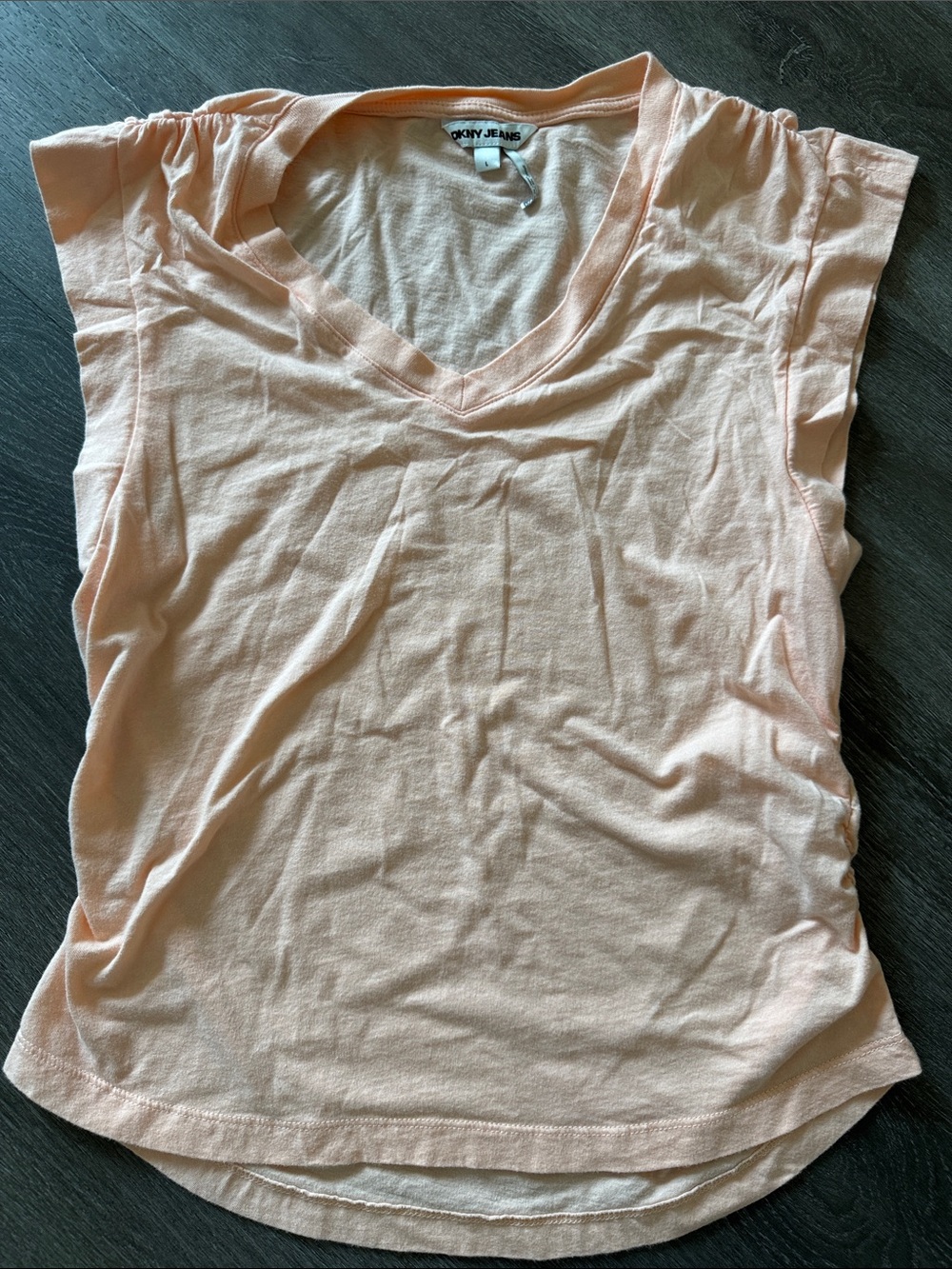 DKNY Light Peach color V-Neck Short Sleeve Tee
